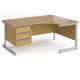 Harlow Cantilever Ergonomic Desk with Three Drawer Pedestal